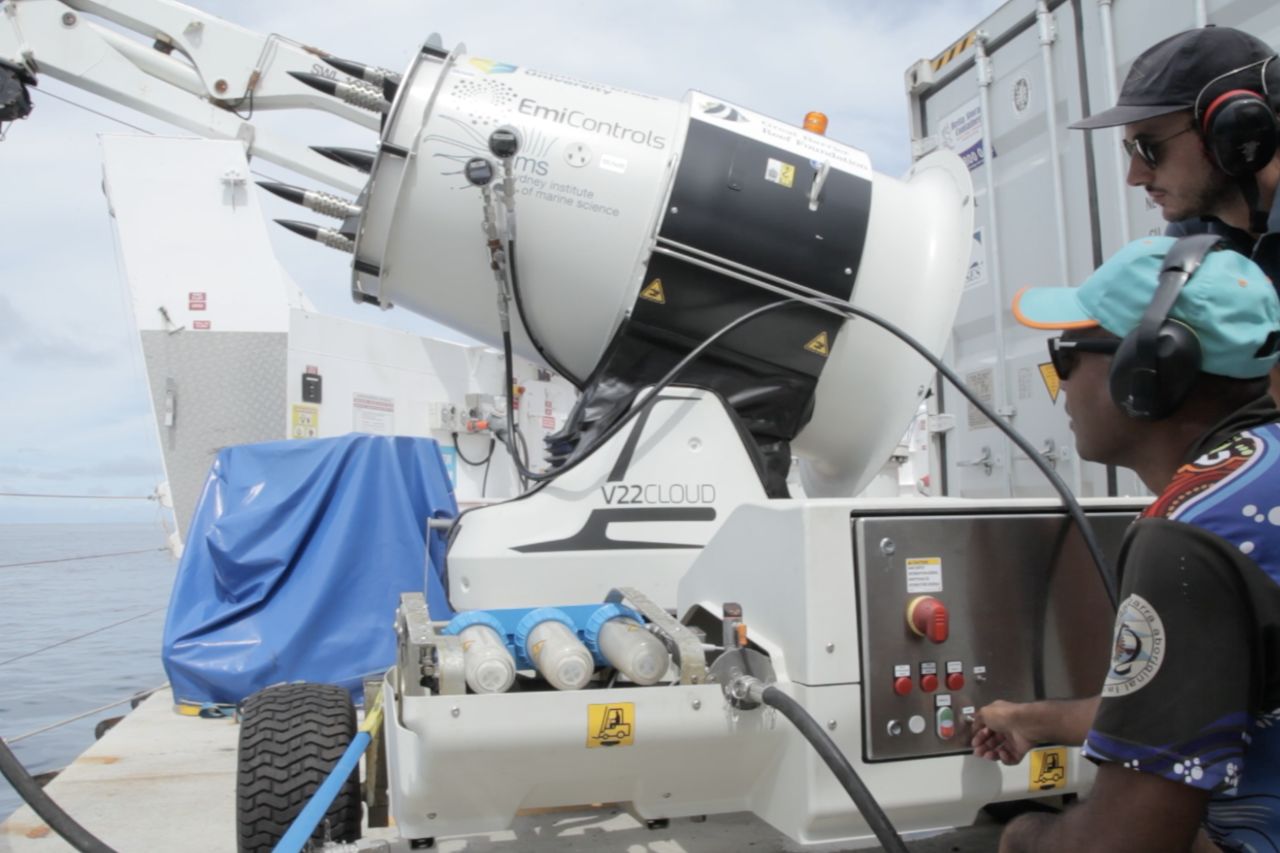 Marine cloud brightening field trial. Credit: Southern Cross University