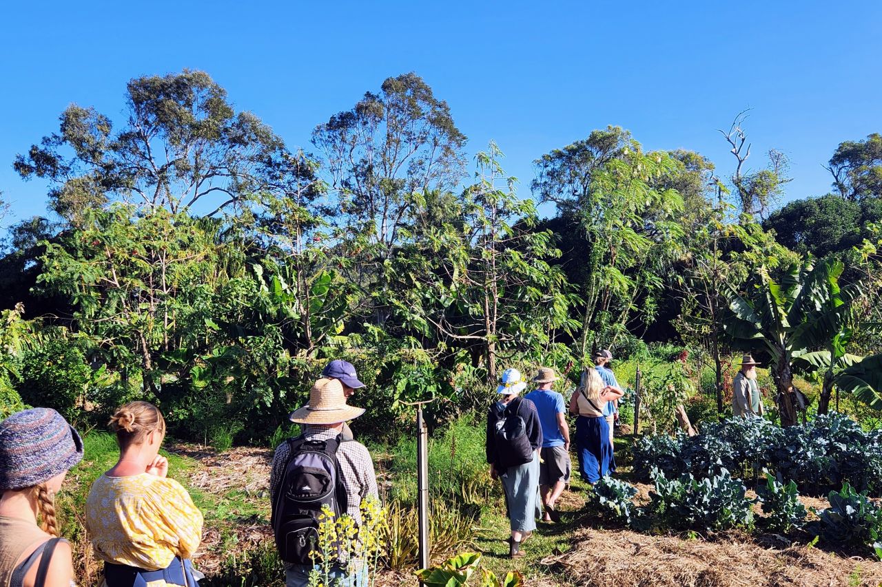 Tour of High Valley Dawn Permaculture gardens. Credit: Laura Dunstan/GBRF