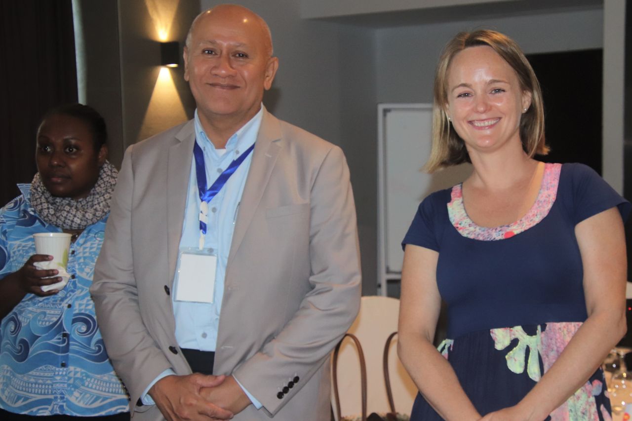 Nicola with the Pacific Ocean Commissioner, Dr. Filimon Manoni last year at a regional ocean governance dialogue. Credit: Office of the Pacific Ocean Commissioner.