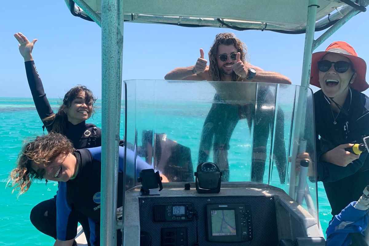 Kenny and his research team during fieldwork at One Tree Island on the Great Barrier Reef