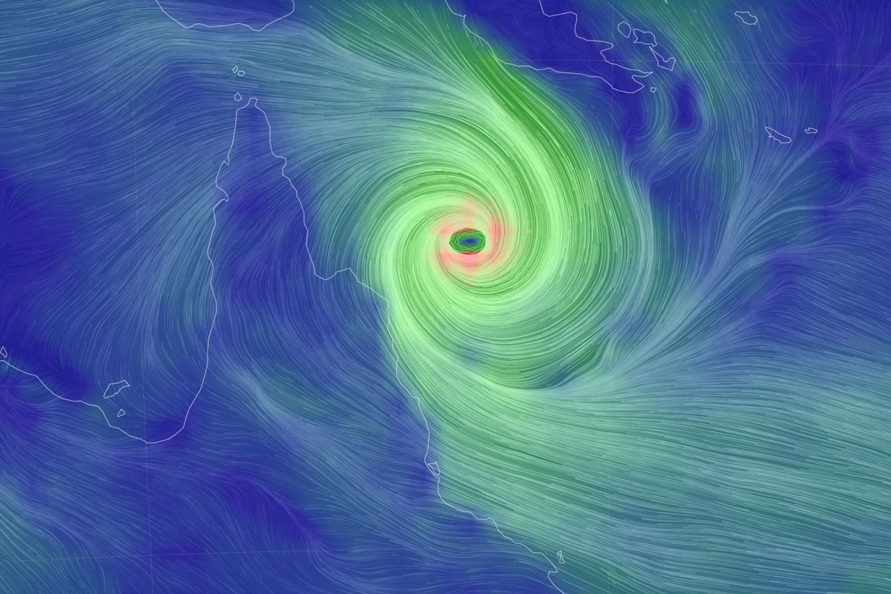 Cyclone Narelle is a category 5 system tracking towards the Queensland Coast about 300km from Cooktown. Updated 2.15pm.
