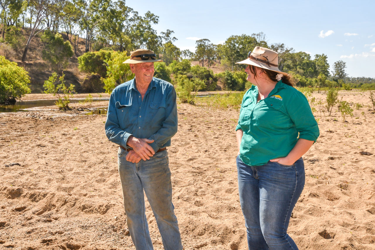 Dino Penna of Kangaroo Hills station with Grazing Field Officer Ashleigh Kilgannon. Image NQ Dry Tropics