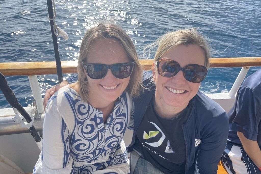 Nicola (left) with Theresa Fyffe on a recent visit to the Pacific. Credit: Theresa Fyffe.