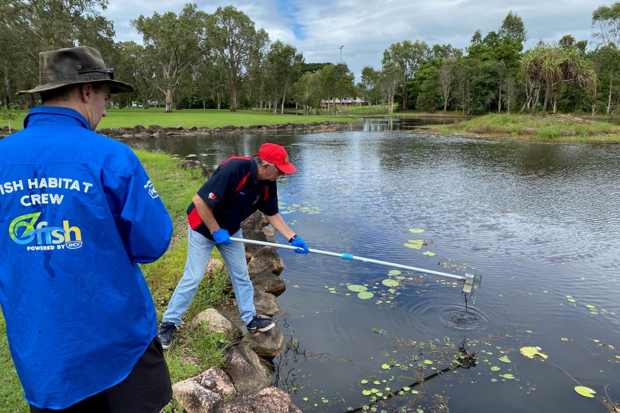 The OzFish team conducting eDNA water sampling in the Herbert. Credit: OzFish Unlimited