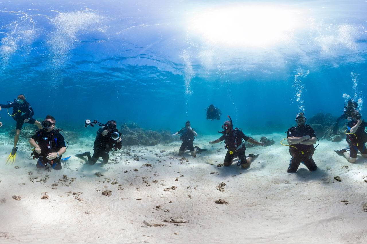 Tourists take part in scuba training in the Turks and Caicos Islands. Credit: The Ocean Agency, XL Catlin Seaview Survey