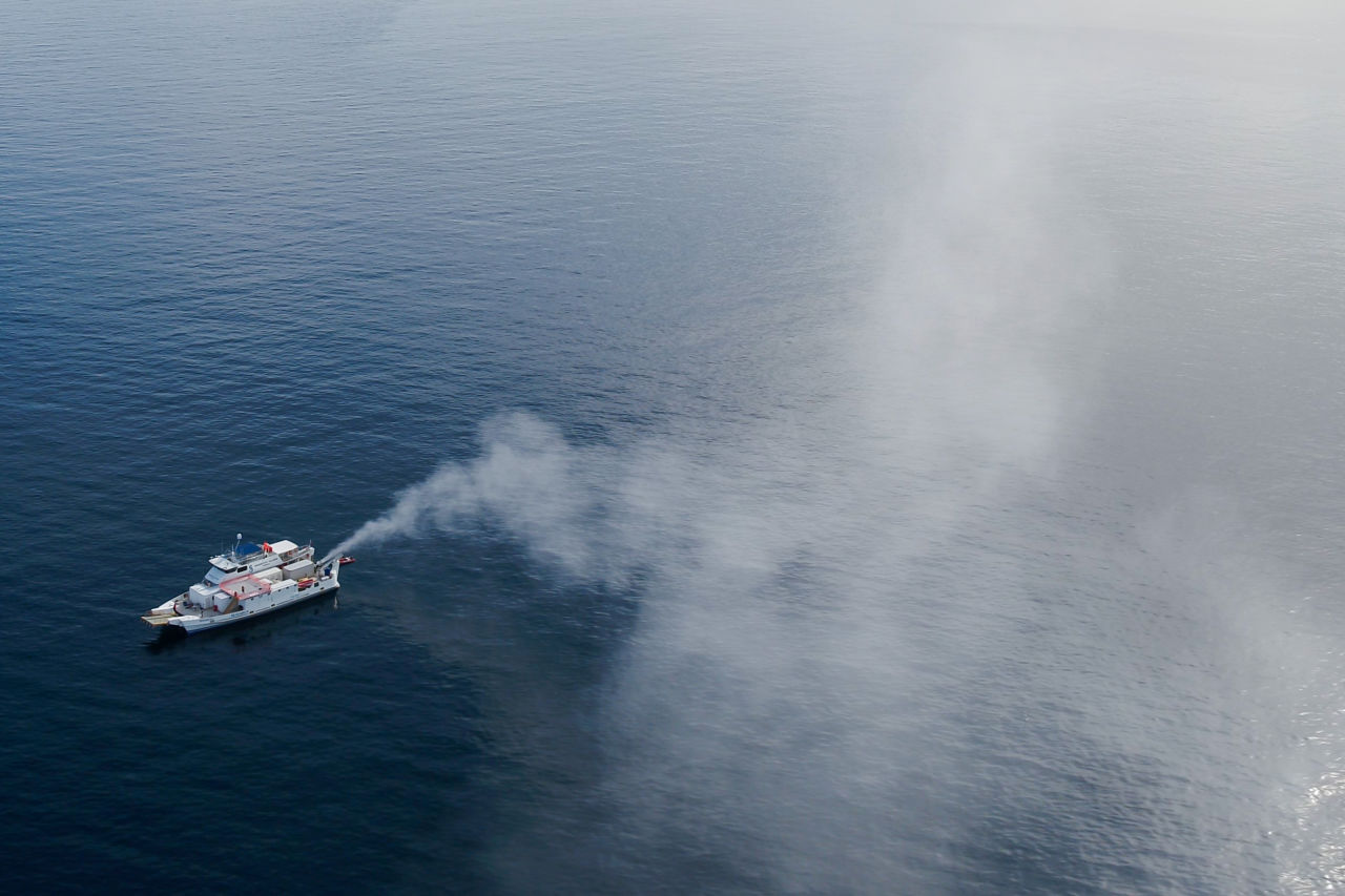 The plume from the cloud brightening equipment. Credit: Southern Cross University