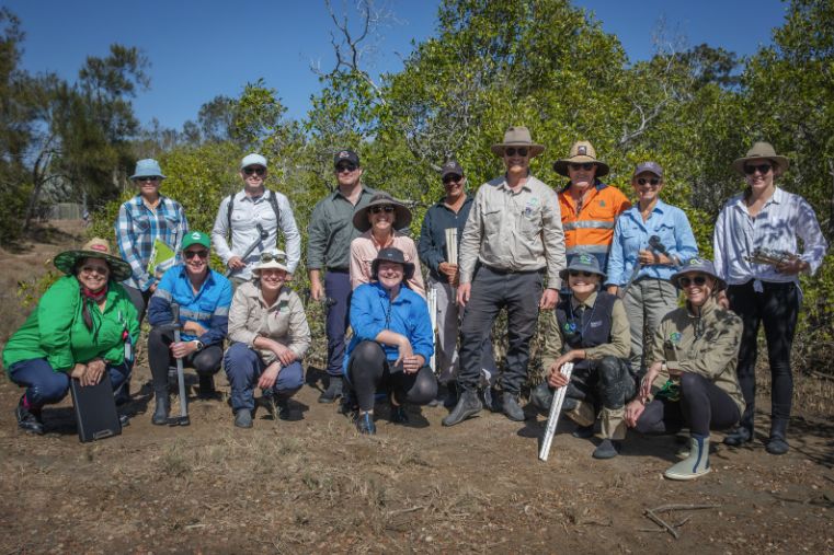 The team ready to tackle a day out in the mangroves. Credit: Ben and Di