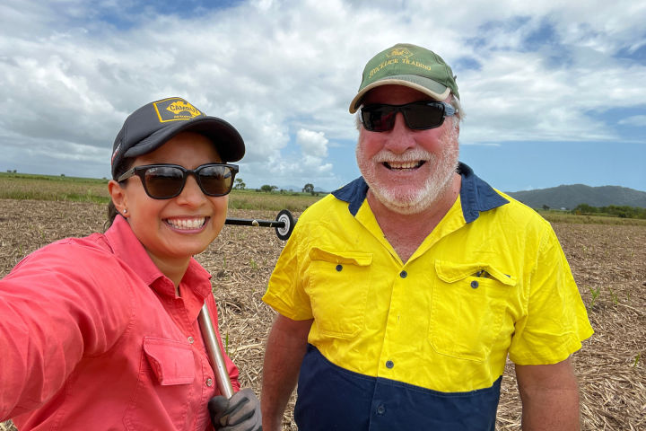 Extension Officer Maria Solis with grower Alan Colgrave. Credit: Cassowary Coast Reef Smart Farming
