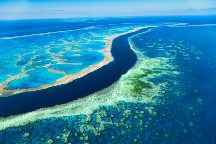 Aerial shot of the Whitsundays.